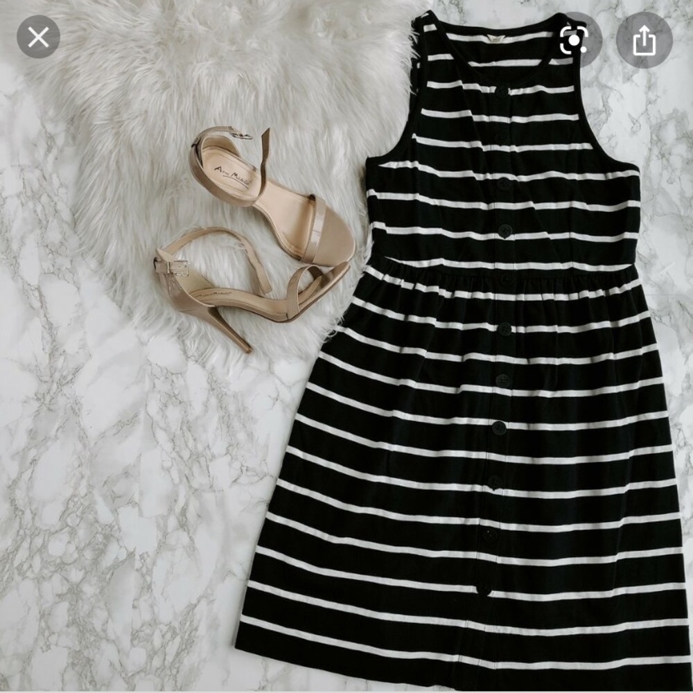 J. Crew Navy Blue and White Striped Dress XS